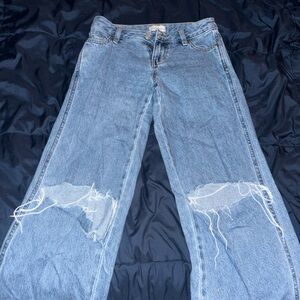 PacSun Light Blue Distressed Wide Leg Jeans